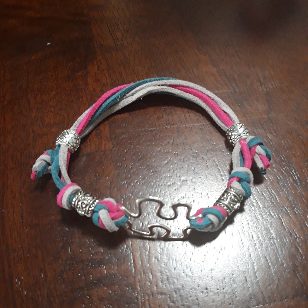 Leather Autism Awareness bracelet
